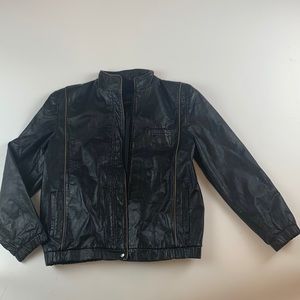 VINTAGE Opera 100% Leather women black Jacket size 5/6